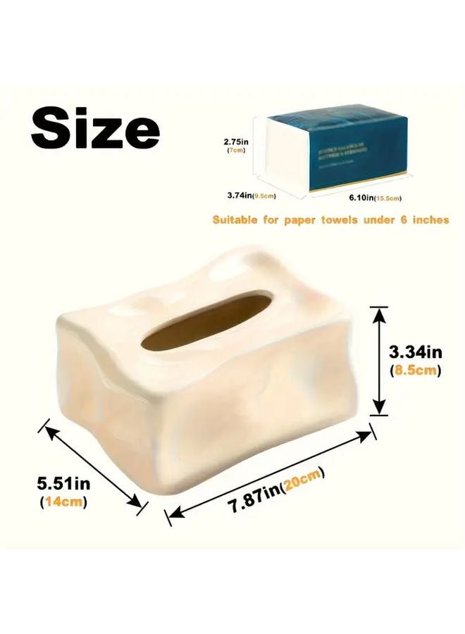 Silvery Ceramic Tissue Box Holder With Lid Bathroom Paper Towel Dispenser Wall Mountable - Image 3